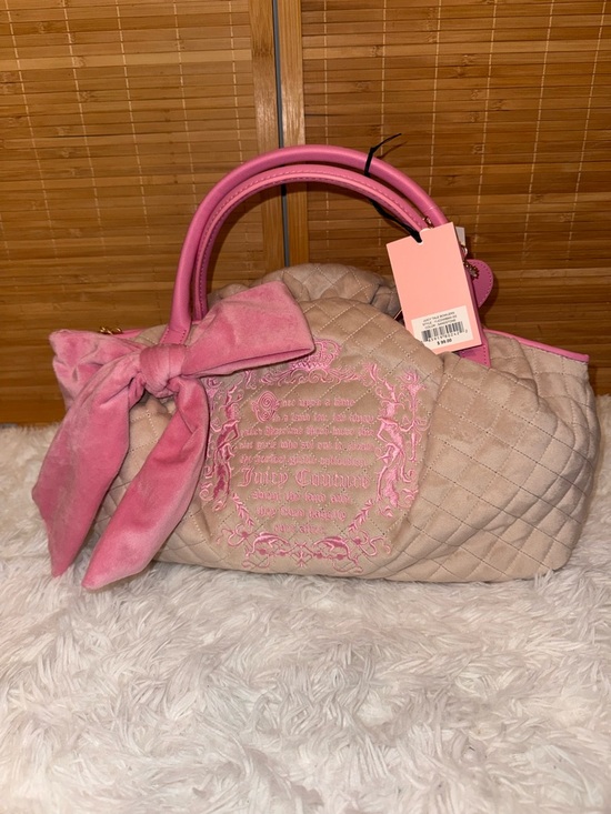 Juicy Couture Handbags - Juicy Couture Juicy Tale Bowler Bag Quilted Velour in Sandstone Pink Y2K NWT